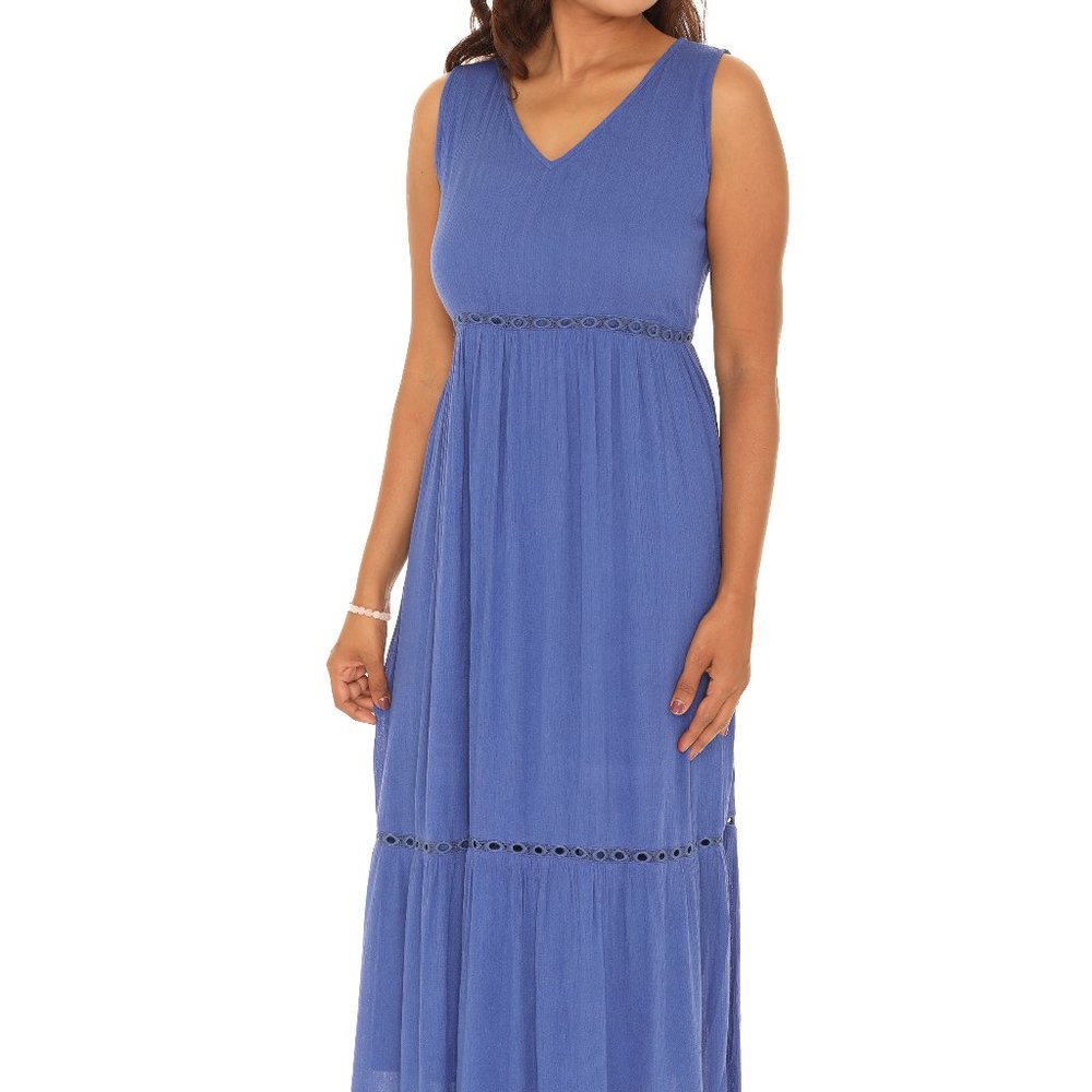 Sleeveless V-Neck Tiered Maxi Dress